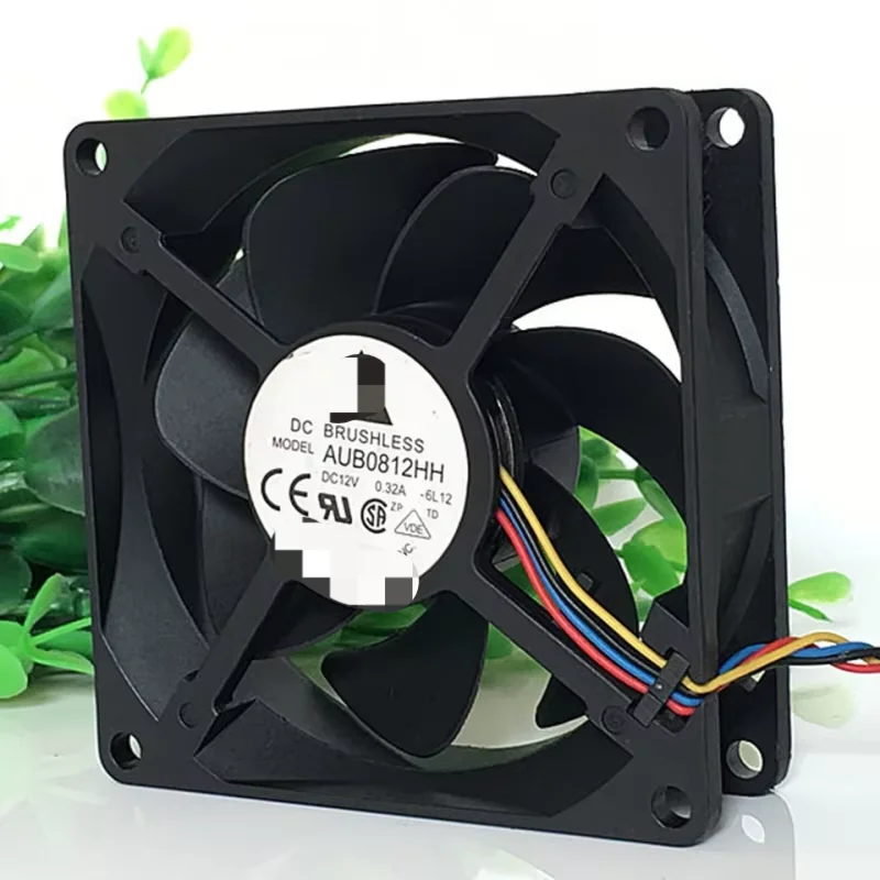 1PCS AUB0812HH DC12V 0.32A 8025 8CM 4 Wire Compact Case Cooling Fan Automation PAC PLC Controller -Ready to Ship