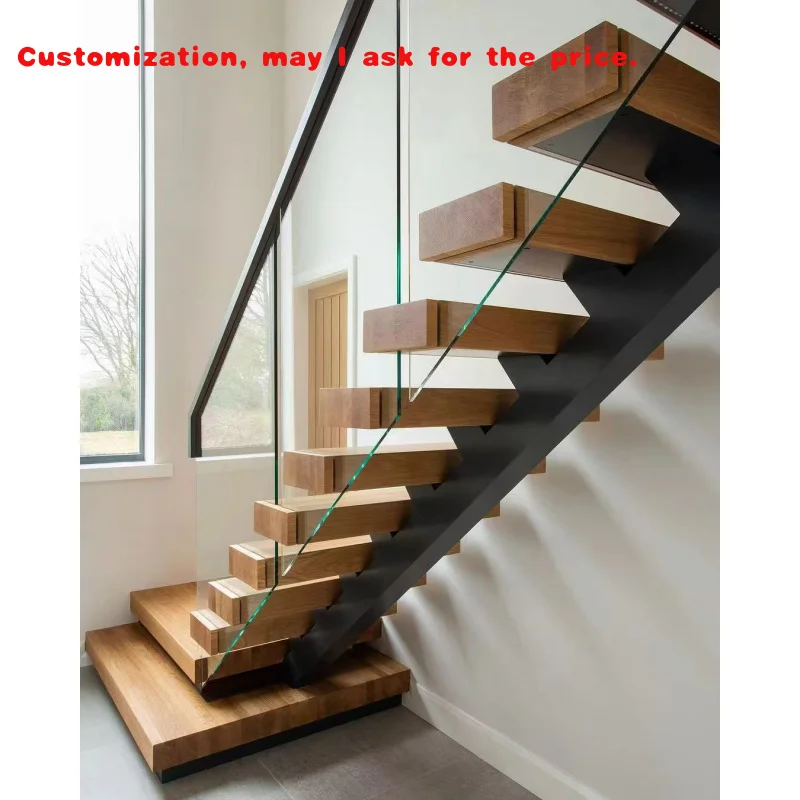 custom.VIKO 2026 High Quality Stair Indoors Modern Design Steel Wood Straight Staircases