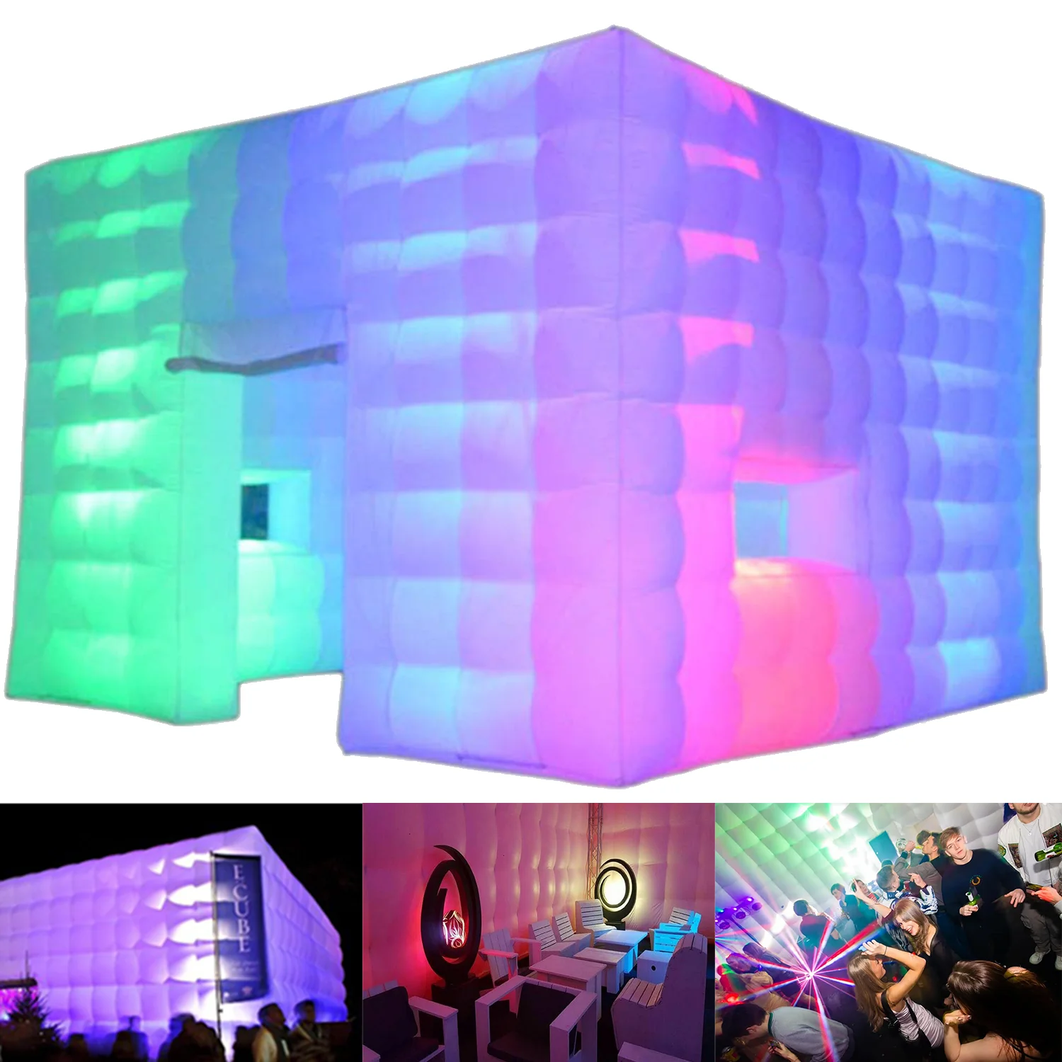 

Inflatable Air Cube Tent Large Nightclub White Inflatable Marquee Tent House for Event Exhibition Wedding Business Private Use