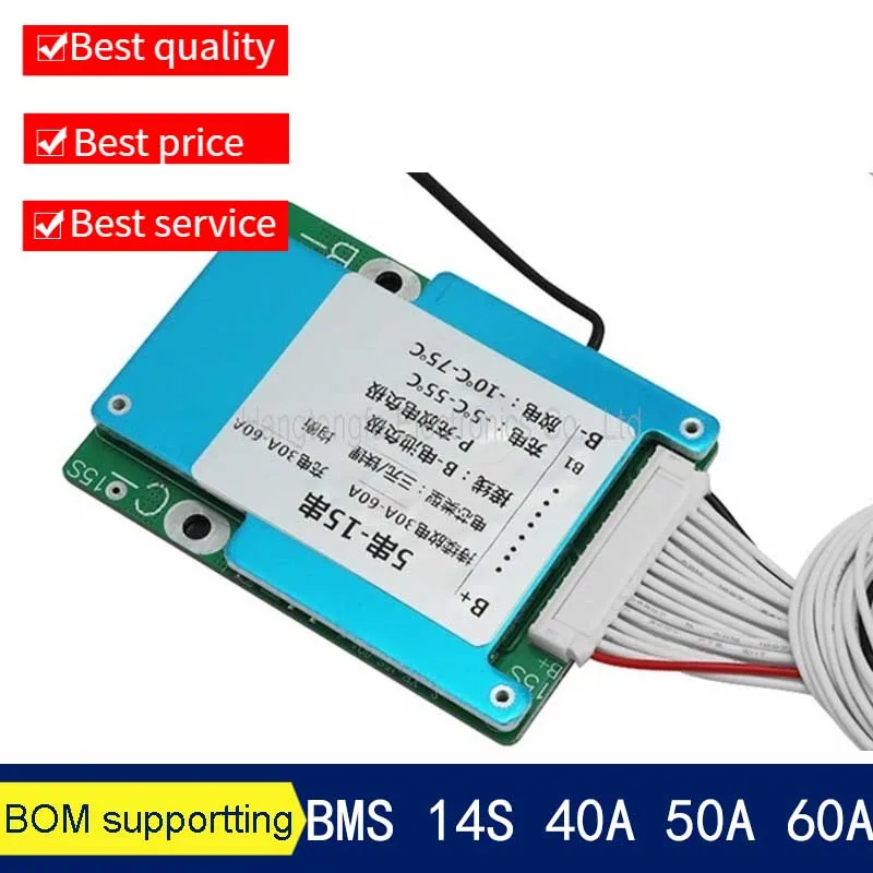 BMS 13S 14S 40A 50A 60A 18650  4.25V Ternary  Lithium Battery Charge Protection Board With Balance Temperature Controlpower