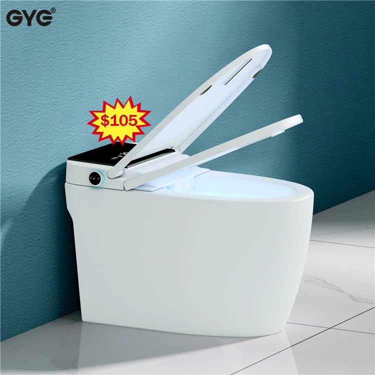 GYE Automatic Electric Toilet Square Automatic Operation Porous Super Swirl Flush One Piece Ceramic White Smart Toilets