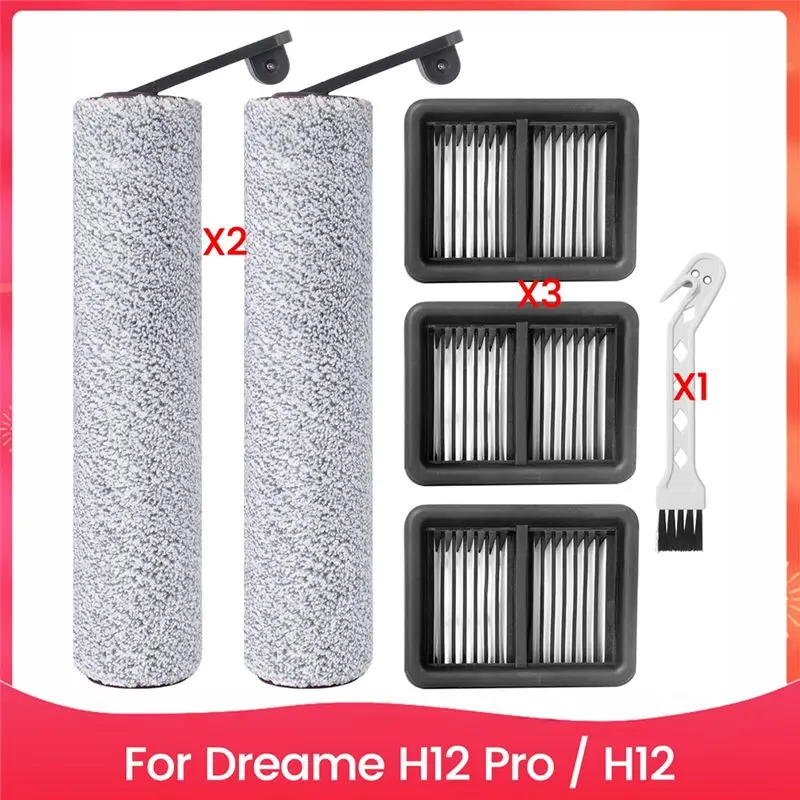 

ABLU-Запасные части для беспроводного пылесоса Dreame H12 Pro / H12 Dual для влажной и сухой уборки: роликовые щетки, HEPA-фильтры