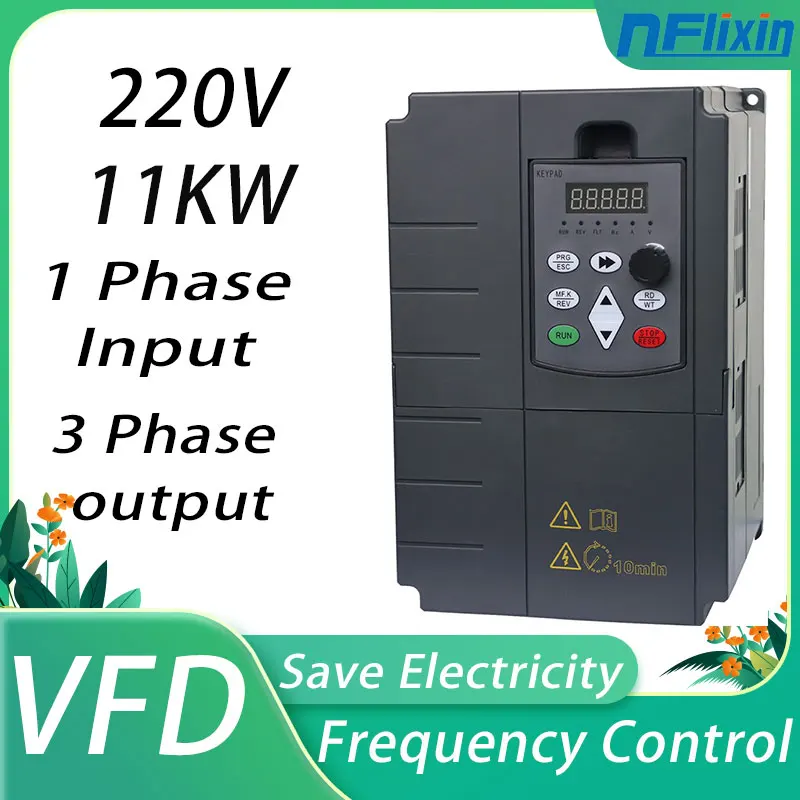 VFD Economy Inverter 220V 11/15/18.5/22/30/37/45/55KW Water Pump Motor Speed Control Adjustable Frequency Controller AC Drive