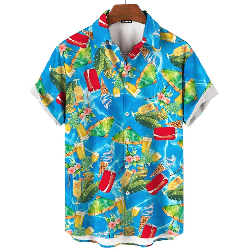 Camisa havaiana de manga curta masculina e feminina, padrão engraçado, roupas de praia, blusa de lapela vocacional, moda impressa 3D