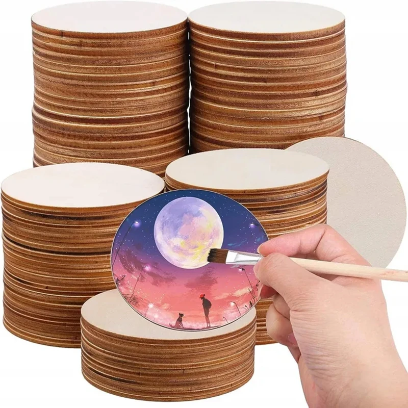 

Wooden plywood circles 10cm Round wooden elements for projects DIY decorating painting Plywood cutouts