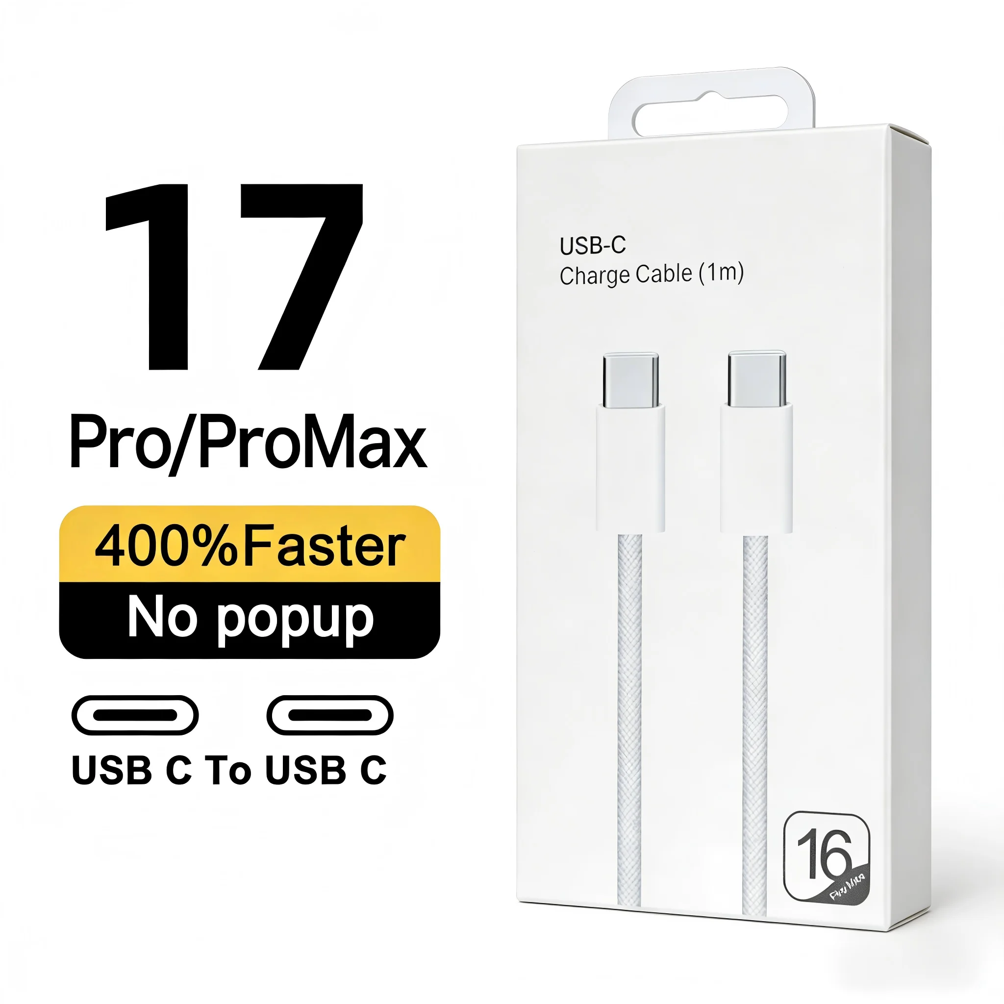 PD 60W USB-C-auf-USB-C-Kabel für iPhone, superschnelles Ladekabel für iPhone 17, 16, 15 Pro Max Plus, iPad, Datenübertragungskabel