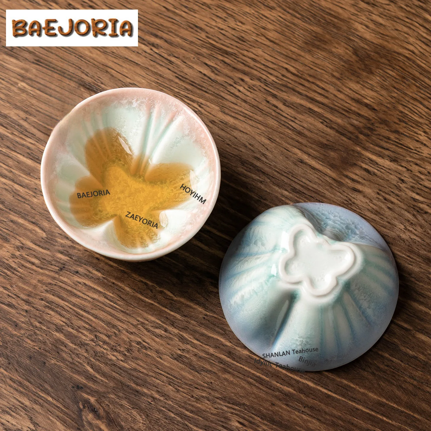 BAEJORIA 40ml Kiln-transformed Crystalline Glaze Butterfly Teacup Zen Tea Bowl Jug Tea-tasting Smelling Cup Chazhan Master Cups