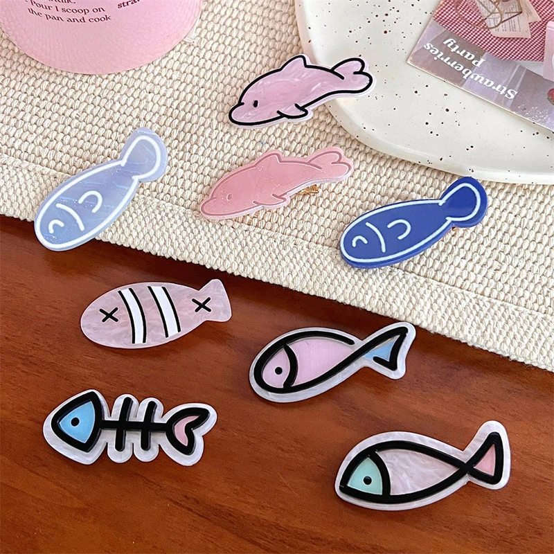 Korean Style Creative Little Fish Bone Hairpin Barrettes Summer Cartoon Dolphin Clip Funny Hair Accessories For Women Headwear