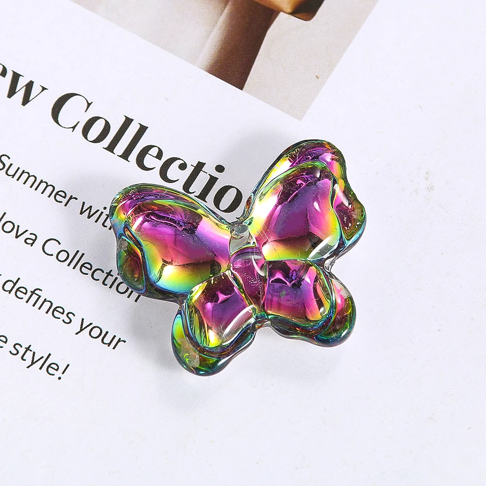 

Iridescent Butterfly Crystal Suncatcher for Windows Hanging Pendant Polished Glass Loose Spacer Bead Charm DIY Jewelry Making