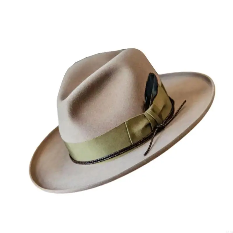 

Шерстяная шляпа с тканым поясом и перьями, джазовая шляпа для путешествий, отдыха и различных торжественных случаев, унисекс для