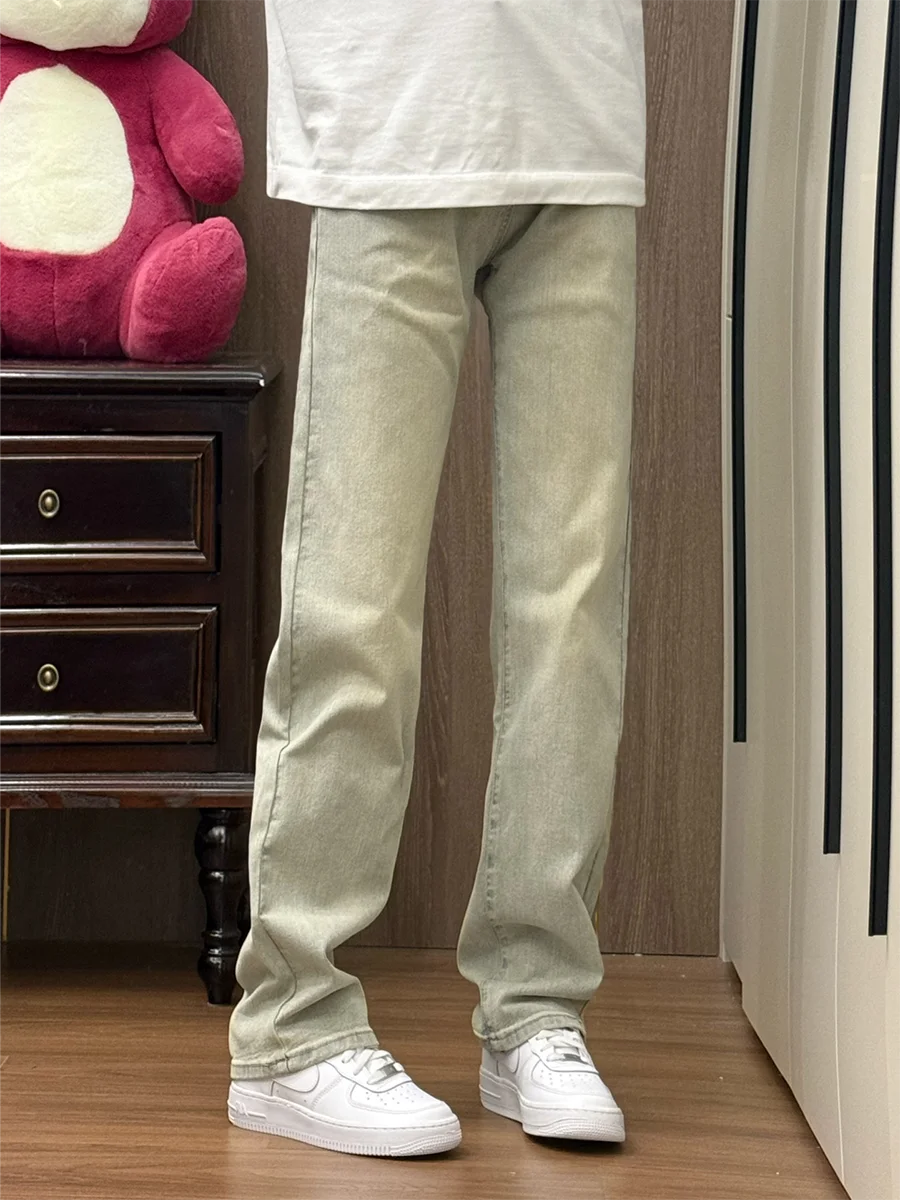 

Slim Fit Straight Leg Jeans Men's Spring Autumn Clean Fit Waed Narrow Version Flared Jeans Youthful Trendy Wear Resistant