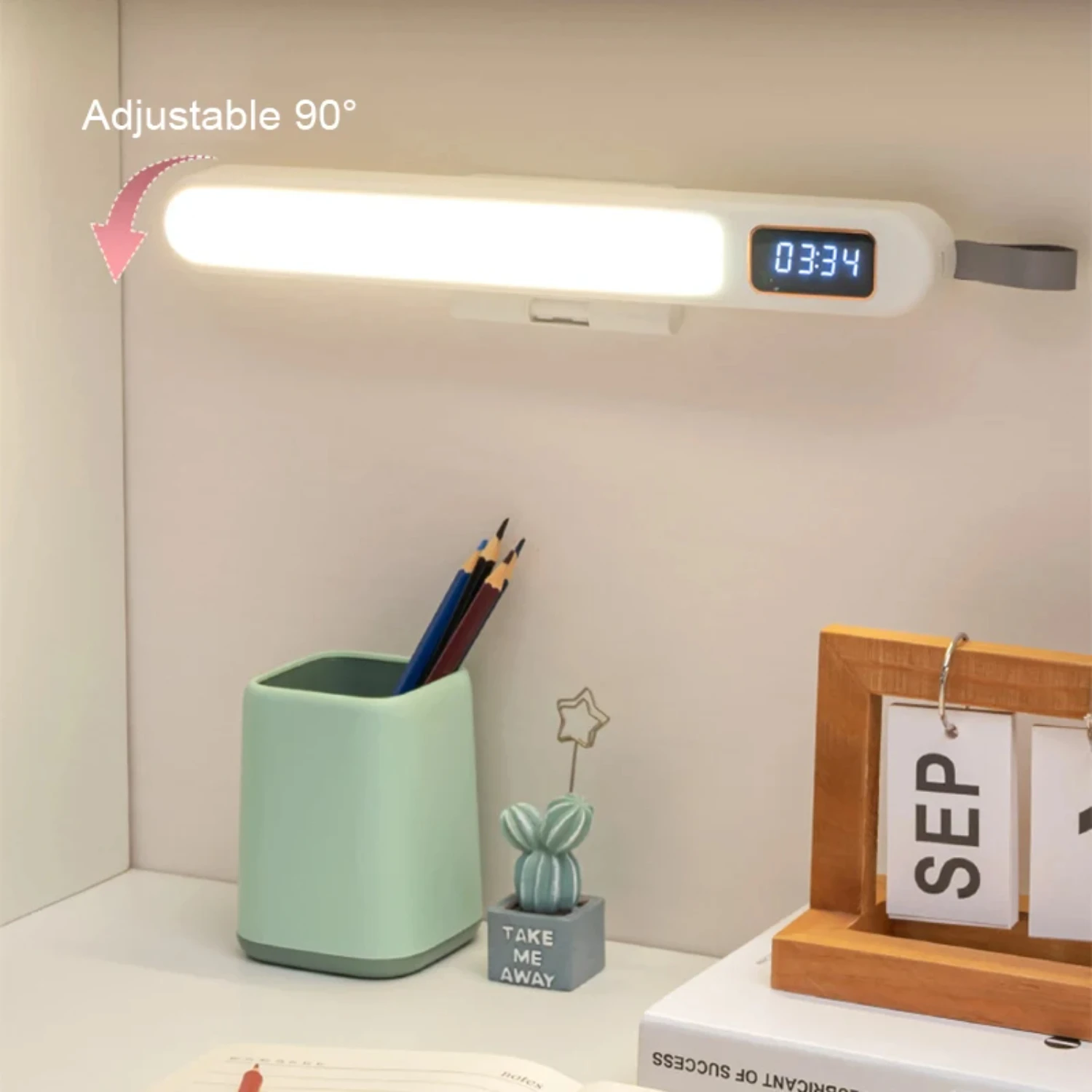 Adjustable Timing LED Table Lamp with Rotatable Clock and Multi-functional Night Light for Bedroom Reading - Modern and Stylish 