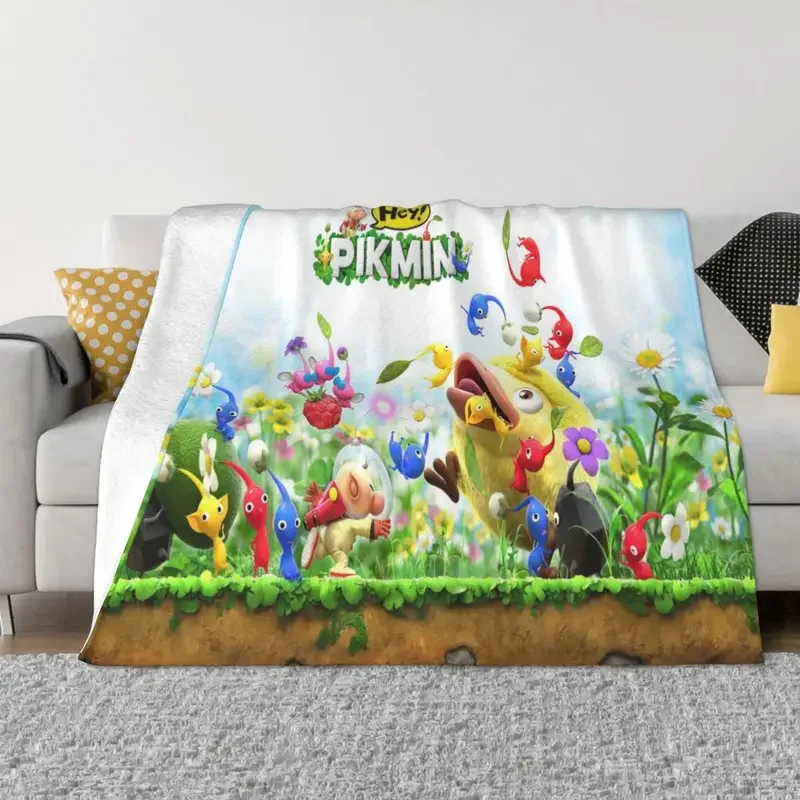 Pikmin Video Game Lover Plant Blanket Fleece Spring/Autumn Multifunction Super Warm Throw Blankets for Sofa Office Rug Piece