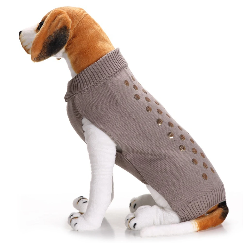 

Dog Sweater for Winter Warm Acrylic Puppy Clothing Squama Design Pet Costume with Easy Collar Access Machine Washable Grey Size