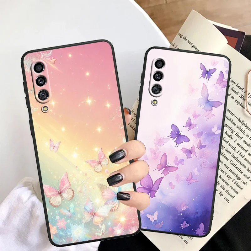Butterfly Fashion Fantasy For Samsung A53 A52 A33 A32 A51 A71 A21S A13 A73 A50 A22 A23 A03 A72 A54 A12 5G Black TPU Phone Case image 2