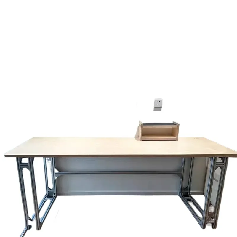 Mesa de jantar retangular simples, mesa de computador placa multicamadas de bétula, mesa de perfil de alumínio, combinação gratuita de mesa