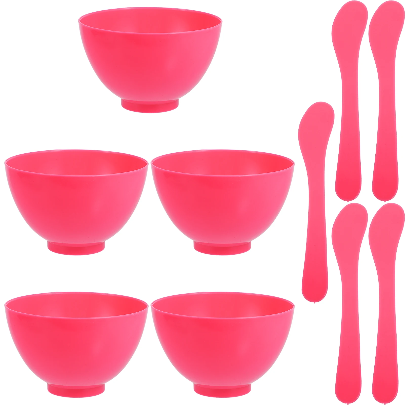 Juego de 5 cuencos para mezclar Facial, herramientas de bricolaje de plástico rosa, herramienta para máscara Diy, salón, ligero, portátil, fácil de limpiar, artesanía