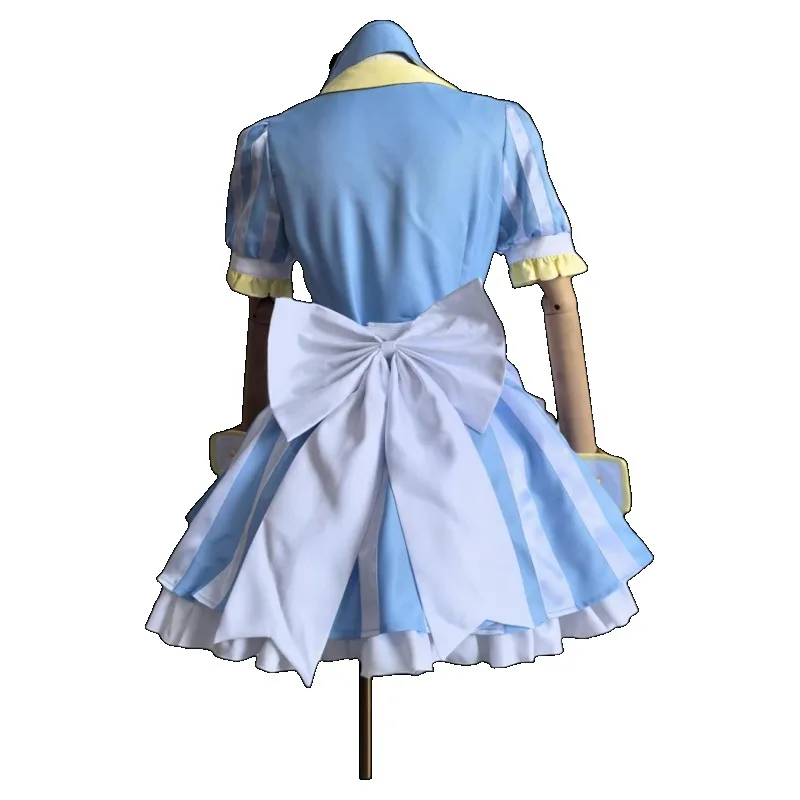 Luo Tianyi Roller Skating Waitress Cosplay Costume Full Set (Hat+Top+Skirt+Apron) Women Dress Halloween Party view 3