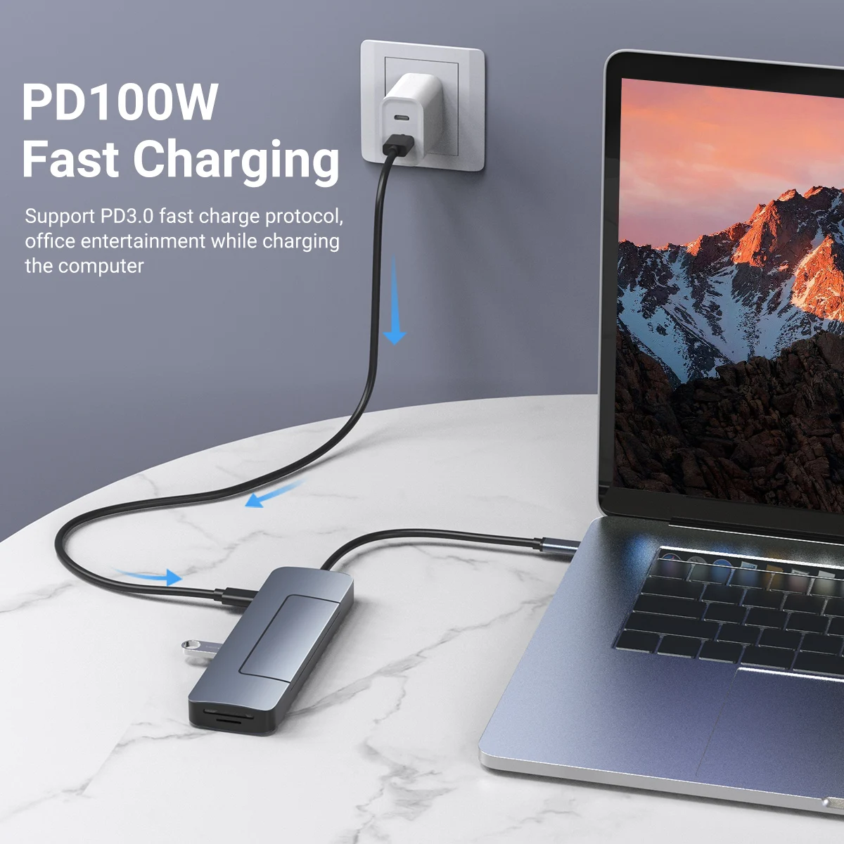 노트북용 USB-C 허브 및 M.2 SSD 인클로저 지지대, NVME 및 SATA, 4K HD,PD 100W,USB 3.0, RJ45 1000M,SD/TF 리더, Mac HP용, 8 in 1