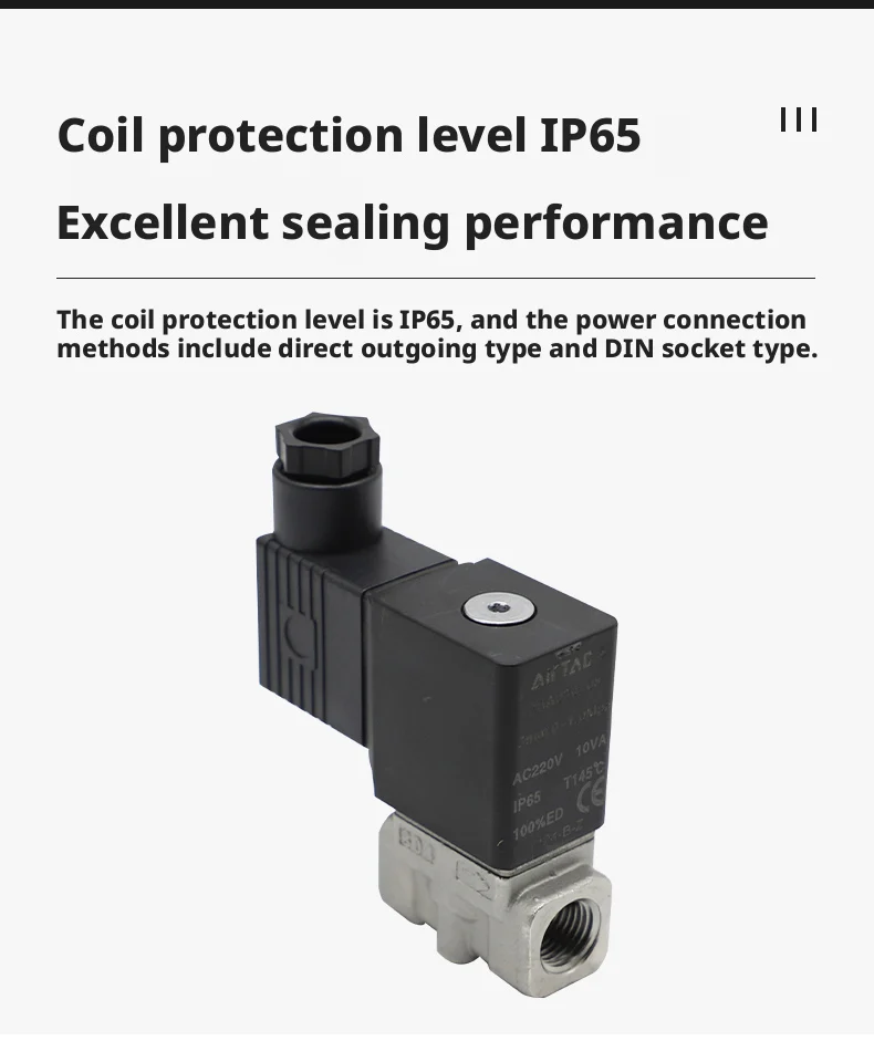 AirTAC Stainless Steel 2SA030/050/150/200/250-06/08/10/15/20/25 Fluid Control Valve 2/2 Direct Action Solenoid Valve