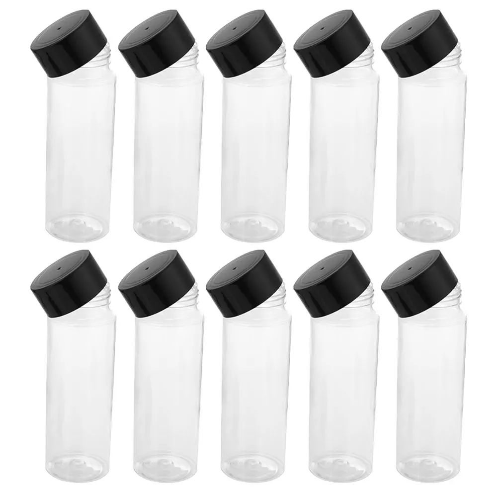 

10pcs Reusable Plastic Beverage Bottles Transparent Lids Clear Juice Milk Storage Containers For Smoothie Soda