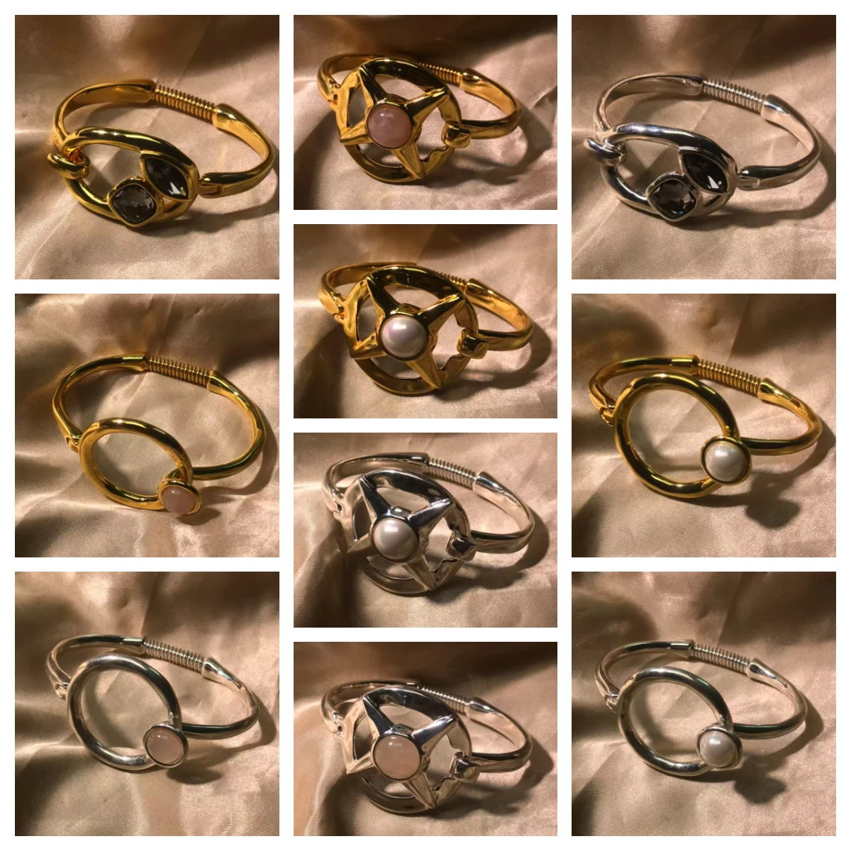 

Classic and Versatile Fashion Jewelry,Many Styles of Pearls and Gemstones in Two Colors of Luxury and Luxurious Open Bracelets