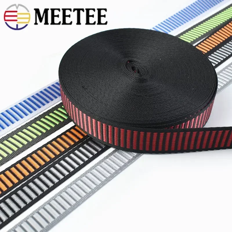 10M 15/20mm Nylon Stripe Webbing for Bag Strap Luggage Binding Tape Clothing Ribbon Band Decorative Lace Sewing Bias Accessories