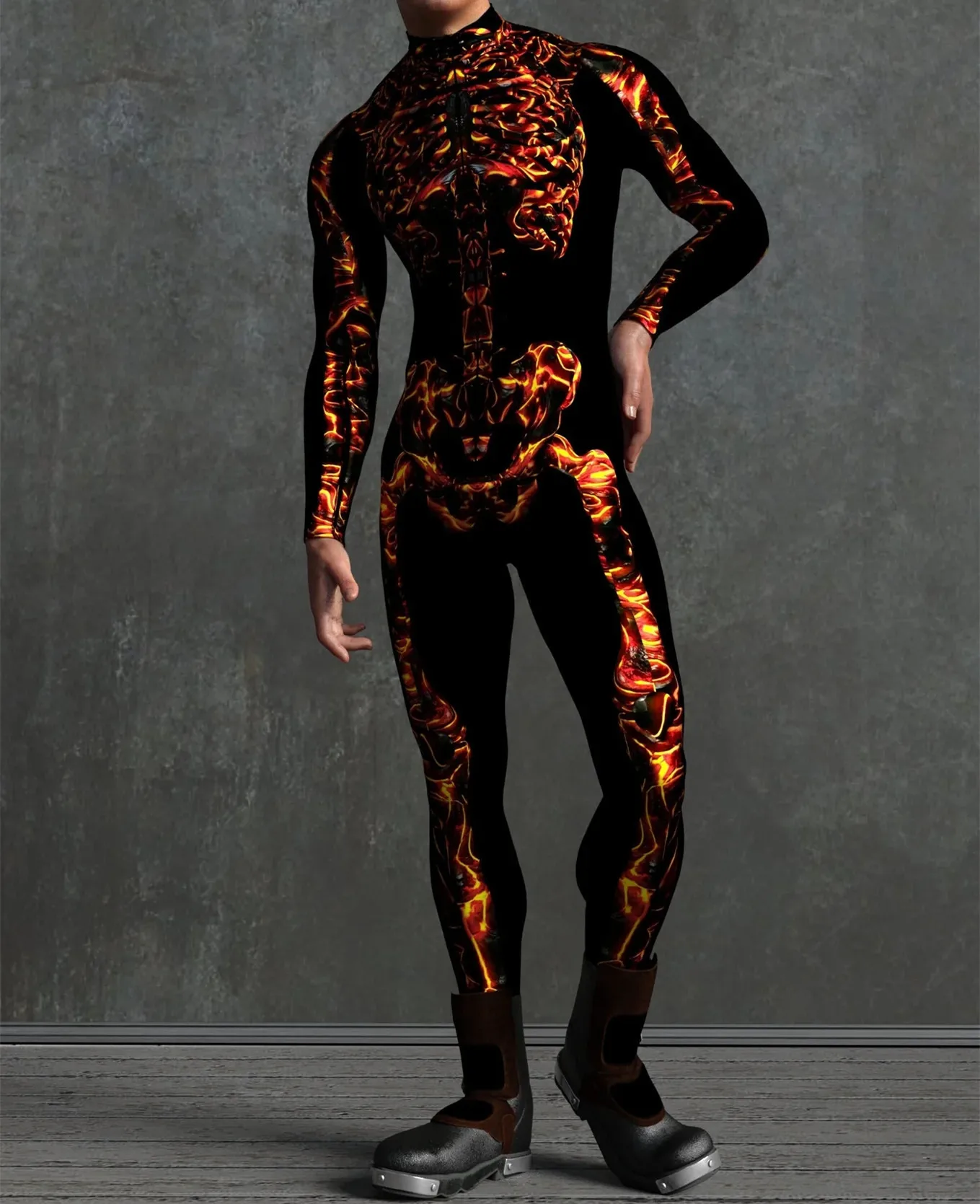 Halloween Skinny Damen Bedruckter Bunter Totenkopf Cosplay Jumpsuit Cyberpunk Zentai Anzug Karnevalsparty Aerial Performance Bodysuits – Detail 25
