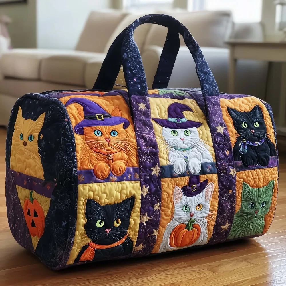 

Shoulder Strap Quilted Duffle Bag Animals Pattern Large Capacity Travel Duffel Bag Tote Bags 3D Quilting Craft