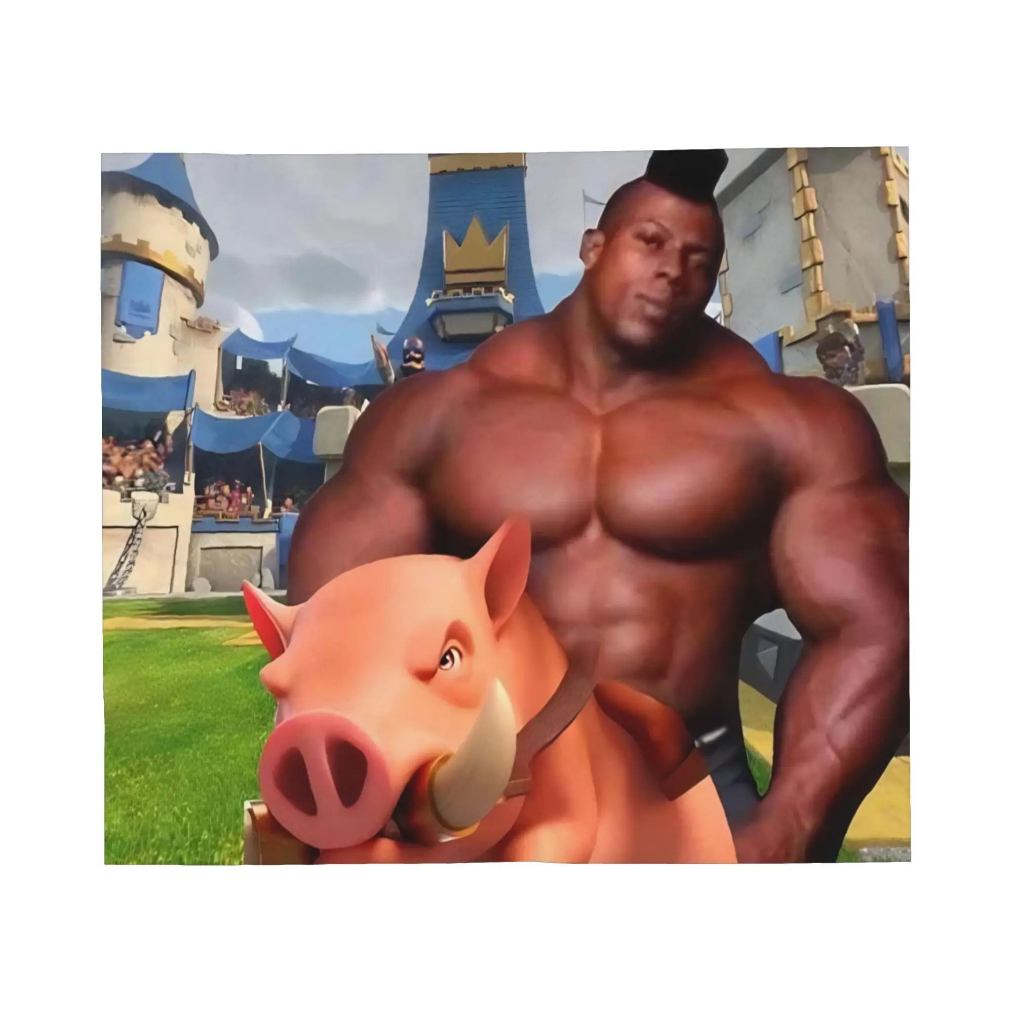 Hog Rider Gaming Funny Pig Black Muscle Blankets Velvet mimimi Super Warm Throw Blankets for Car Sofa Couch Bed Rug