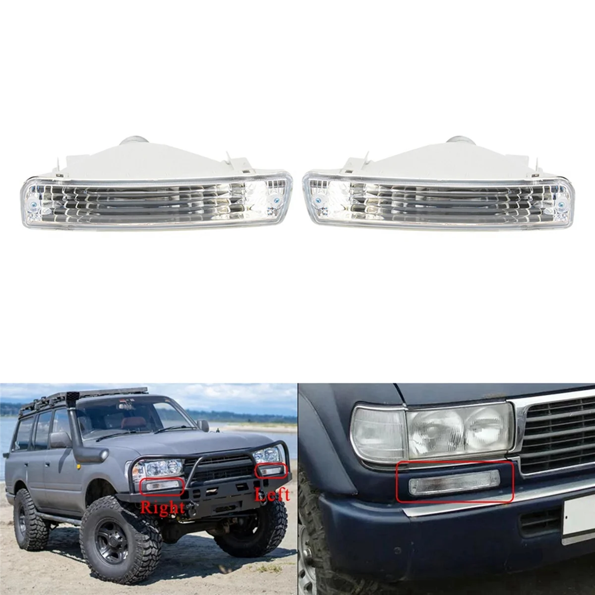 Car Front Bumper Turn Signal Lamp for Toyota Land Cruiser 80 Series 1991-1998 LC80 FJ80 FZJ80 HDJ80 HZJ80 4500 Right