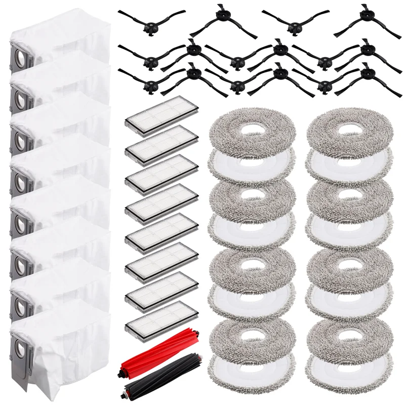

AB43-For Roborock V20 / P10S Pro Main Side Brush Mop Cloth Hepa Filter Dust Bag Accessories Parts