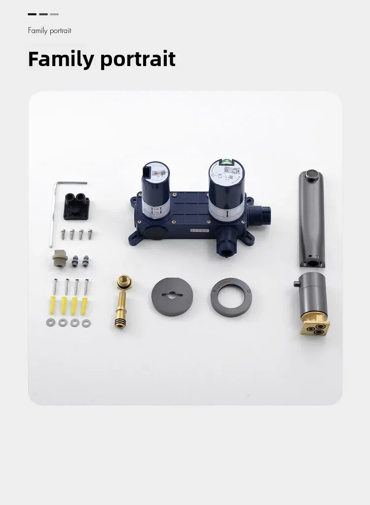 

All-copper digital display concealed into the wall basin faucet, bathroom pre-embedded faucet, hot and cold household light