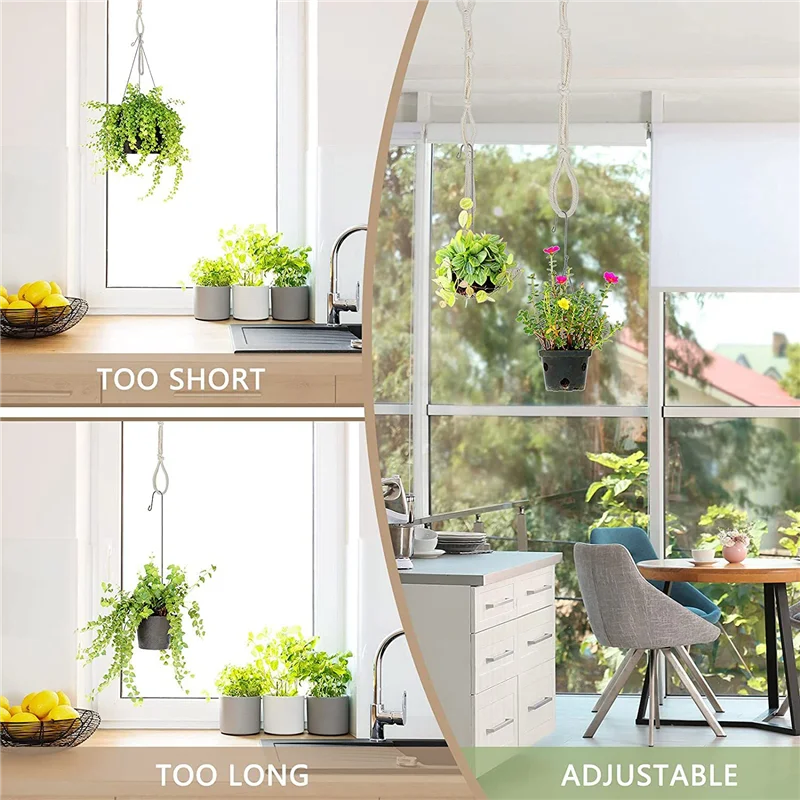 4 قطع مكرميه البيج مصنع شماعات موسع حبل النبات سلة معلقة موسع كبير وعاء النبات المعلق أصحاب-A57X #6