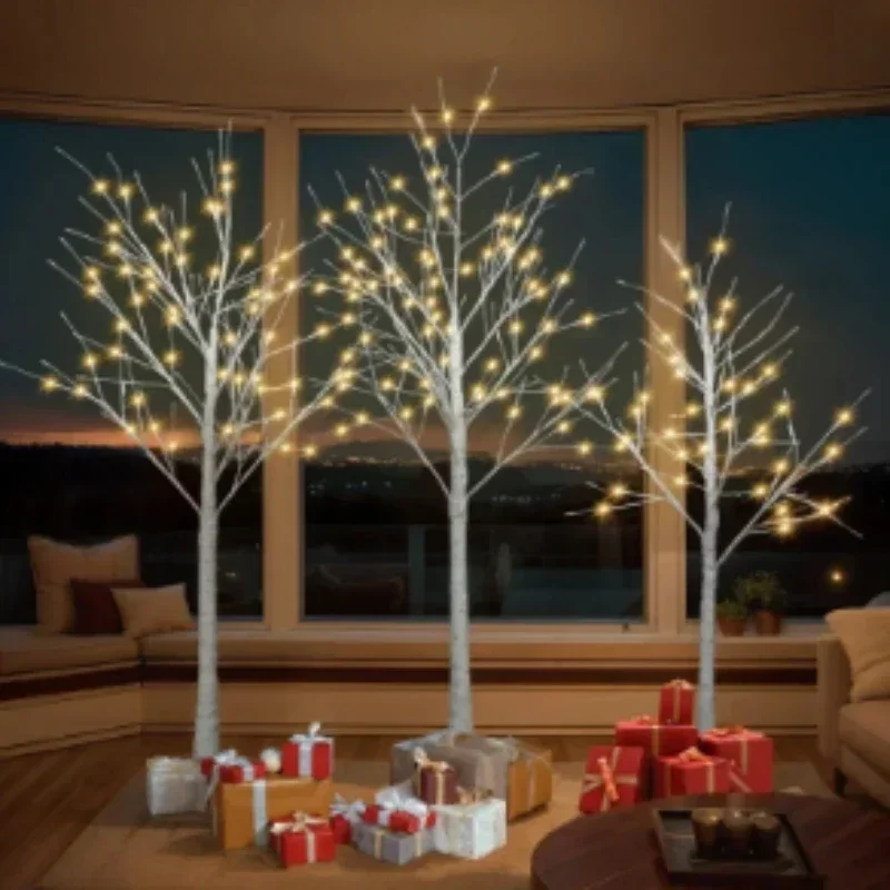 

Set of Lighted Birch Tree 4FT 48 /5FT 72 /6FT 96 Artificial Tree Warm Lights Christmas Tree for ​Decoration Inside and Outside