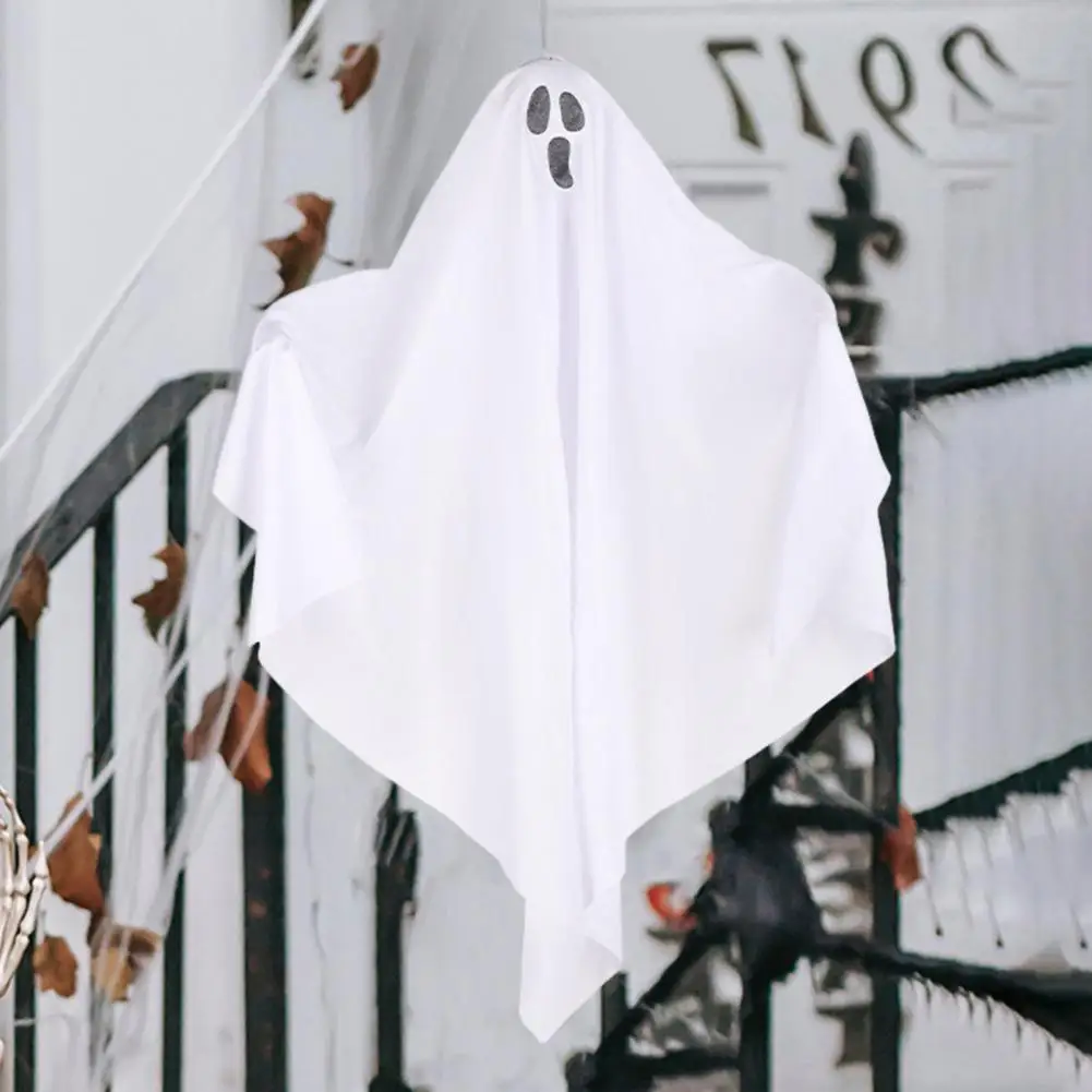 White Fabric Ghost Decoration Spooky Led Halloween Hanging Ghost Decoration for Haunted House Party Prop with Blue for Halloween