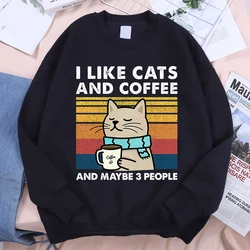 I Like Cats And Coffee Cute Print Hoody Men Women Fitness New Clothing Hip Hop Loose Hoody Fashion Oversize Sweatshirt Couple