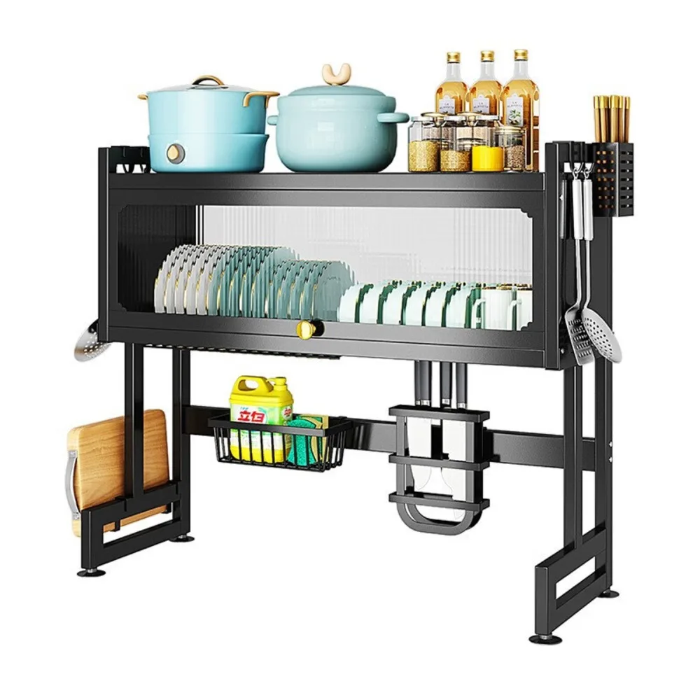 Bowl Tray Storage Rack Above Kitchen Sink, Dustproof Storage Rack for Tableware Kitchen Utensils, Drainage Rack for Tableware