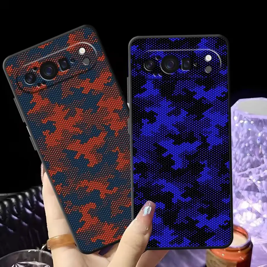 Funda de Camuflaje Roja y Azul para Google Pixel 10A 10 9 Pro XL 7a 6 7 8 Pro 6a 8a 9a