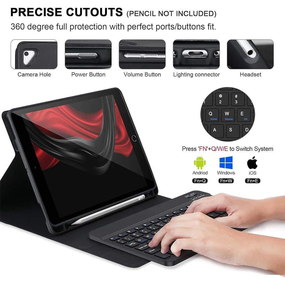 For iPad 9.7 inch Case, Keyboard Case for iPad 9.7 Inch iPad 6th / 5th Gen/iPad Pro 9.7 2016, iPad Air 2/iPad Air 1