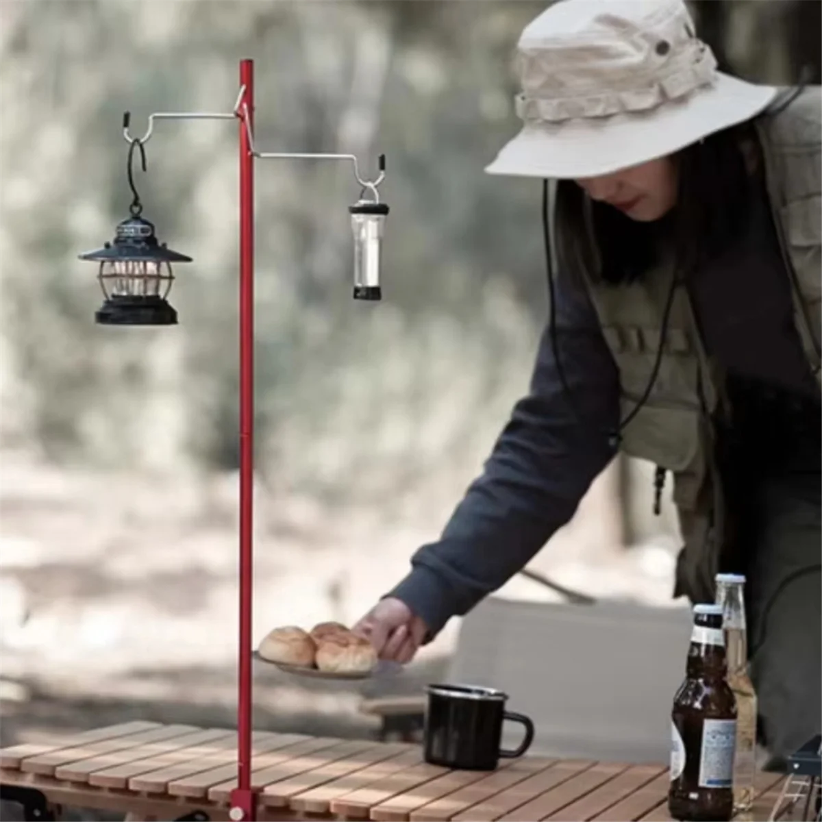 

N17R уличный портативный складной фонарь для кемпинга, бесплатная установка, вешалки для светильников, складной держатель для светильника, оборудование для кемпинга, красный