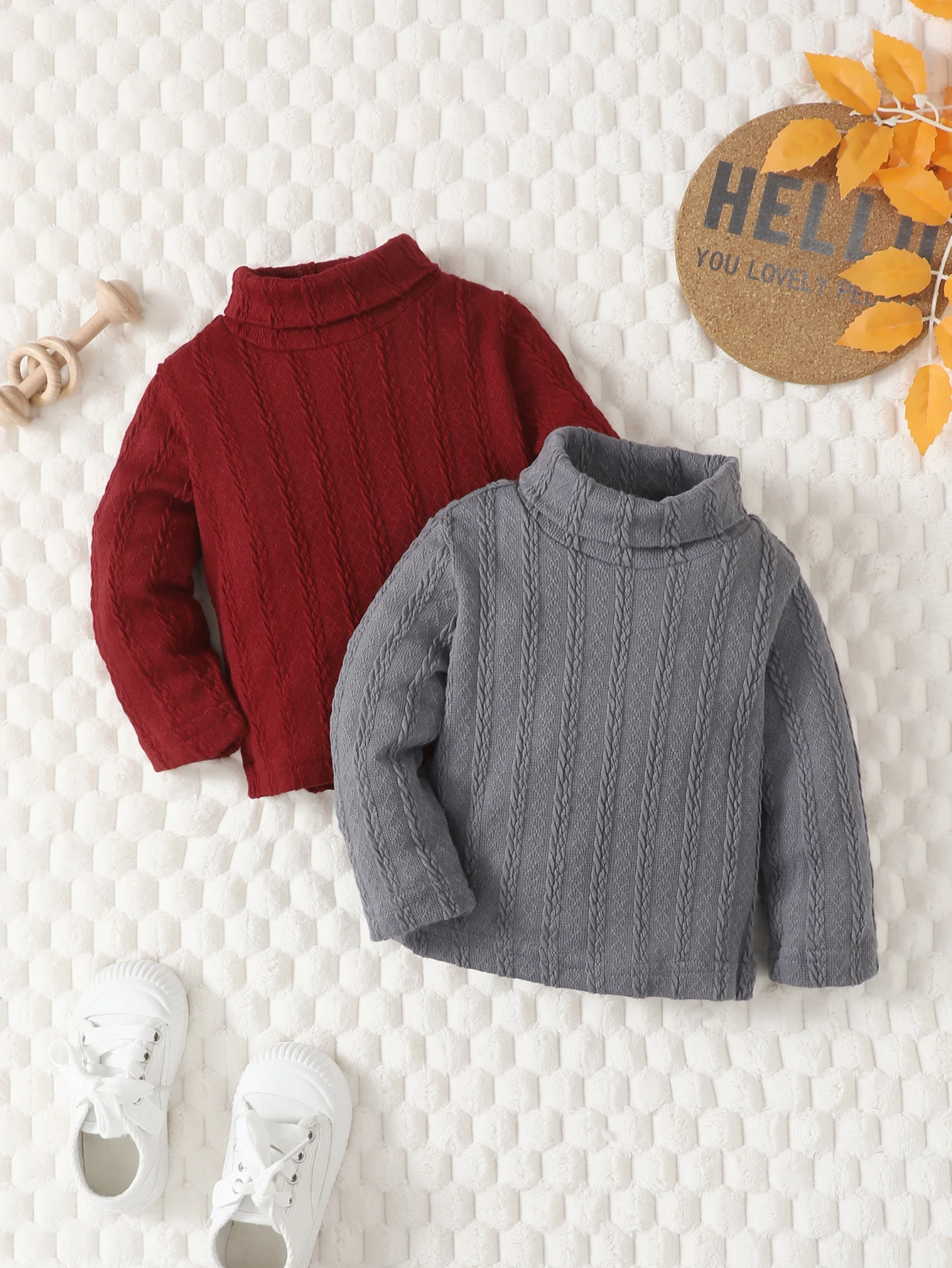 Fashion Autumn And Winter Style Male Baby Solid Color Base Shirt With High Neck And Long Sleeves Inside The Top  Male Children