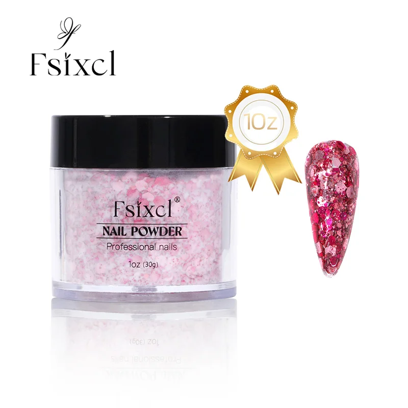 

FSIXCL 1oz Dipping Pigment Acrylic Powder Nail Art Mixed Sequins DIY Design for Professional Manicure Extension Natural Dry