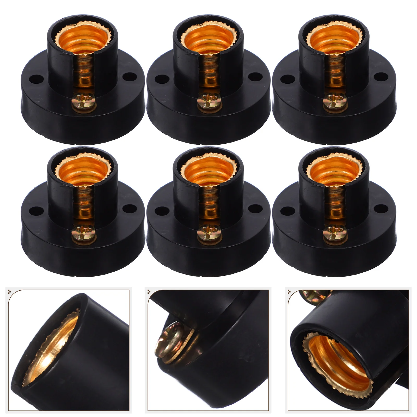 

6Pcs Black E12 Screw Socket Mini Round Bulb Holder for DIY Lighting Experiments Stable Secure Easy Install Socket Lamp Holder