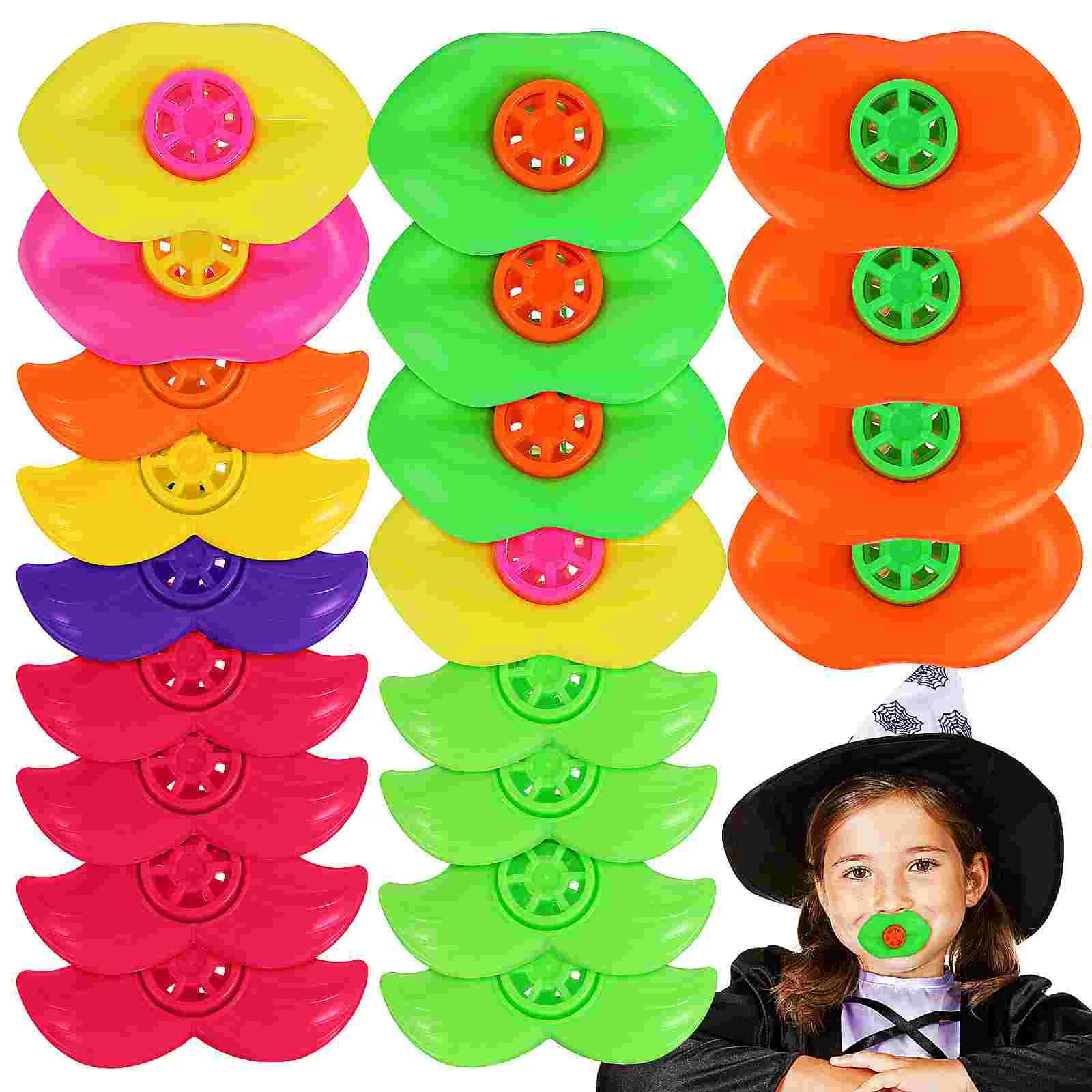 20 Pcs Kids Toys Funny Whistle Beard Lips Party Children Cartoon Halloween Noise Maker Plastic Makers Mouth Whistles