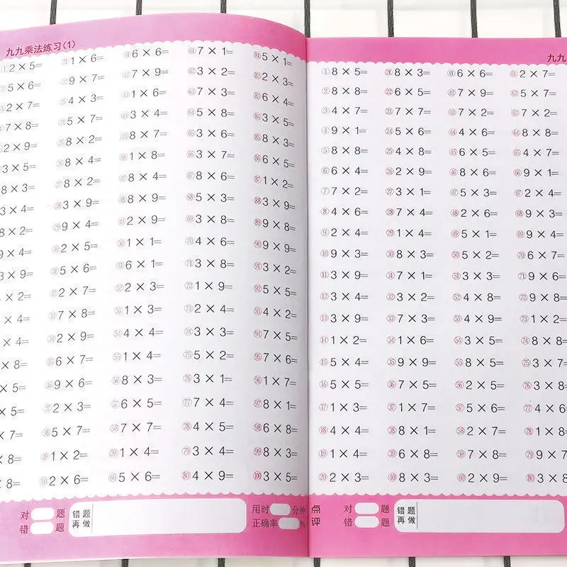Children Multiplication Practice Workbook Learning Mathematics Textbook Handwritten Arithmetic Exercise Books for Kid