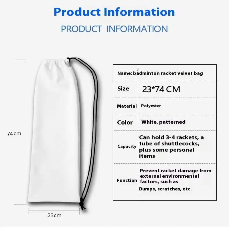 กระเป๋าใส่ไม้แบดมินตันลายเฮลโลคิตตี้แบบใหม่ กระเป๋าเก็บของแบบหนานุ่ม มีเชือกผูก กระเป๋าพกพาสำหรับใส่ไม้เทนนิส ปลอกป้องกันไม้เทนนิส