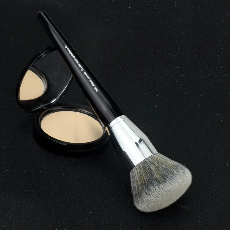 Professional Black Long Wood Handle Dense Synthetic Hair No.61 Large Dome Shaped Allover Powder Brush Makeup Tool