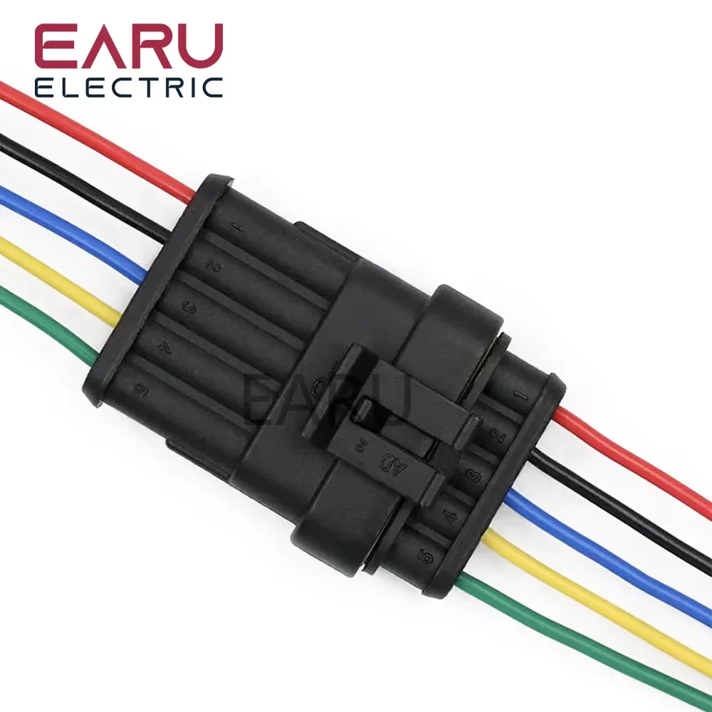 1set AMP 1P 2P 3P 4P 5P 6P Way Waterproof Electrical Auto Connector Male Female Plug with Wire Cable harness for Car Motorcycle