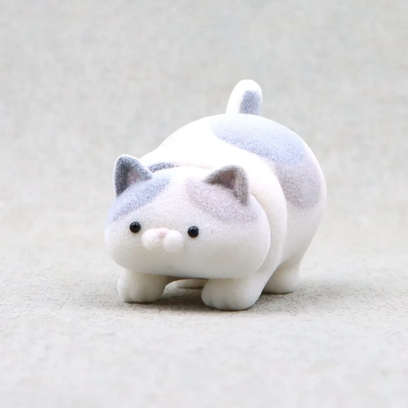 Creative Japanese-style Flocking Fat Cat Cartoon Cute Chubby Kitten Doll Toy Model Desktop Scene Decoration Ornament Funny Gifts